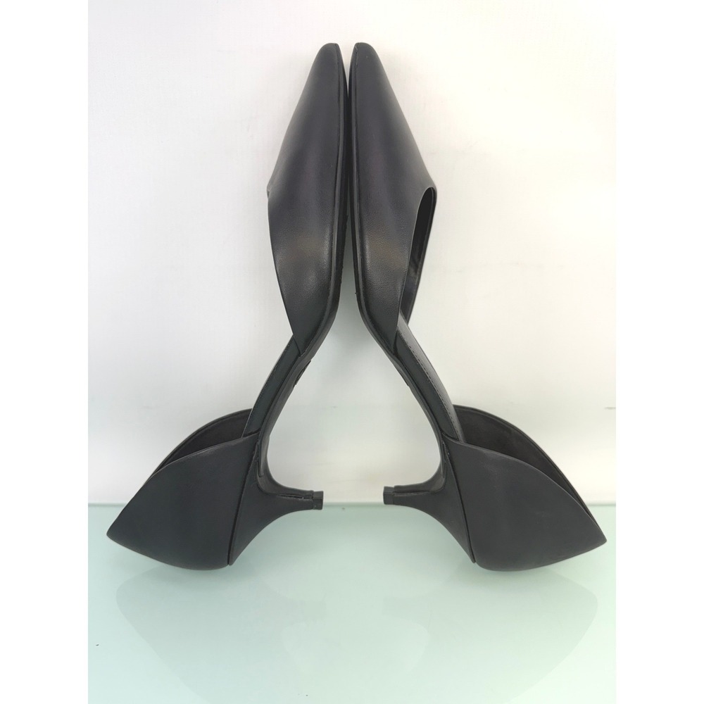 Michael Kors Black Leather Kitten Heel Pumps Sz 8 Pointed Toe office business - Picture 5 of 9